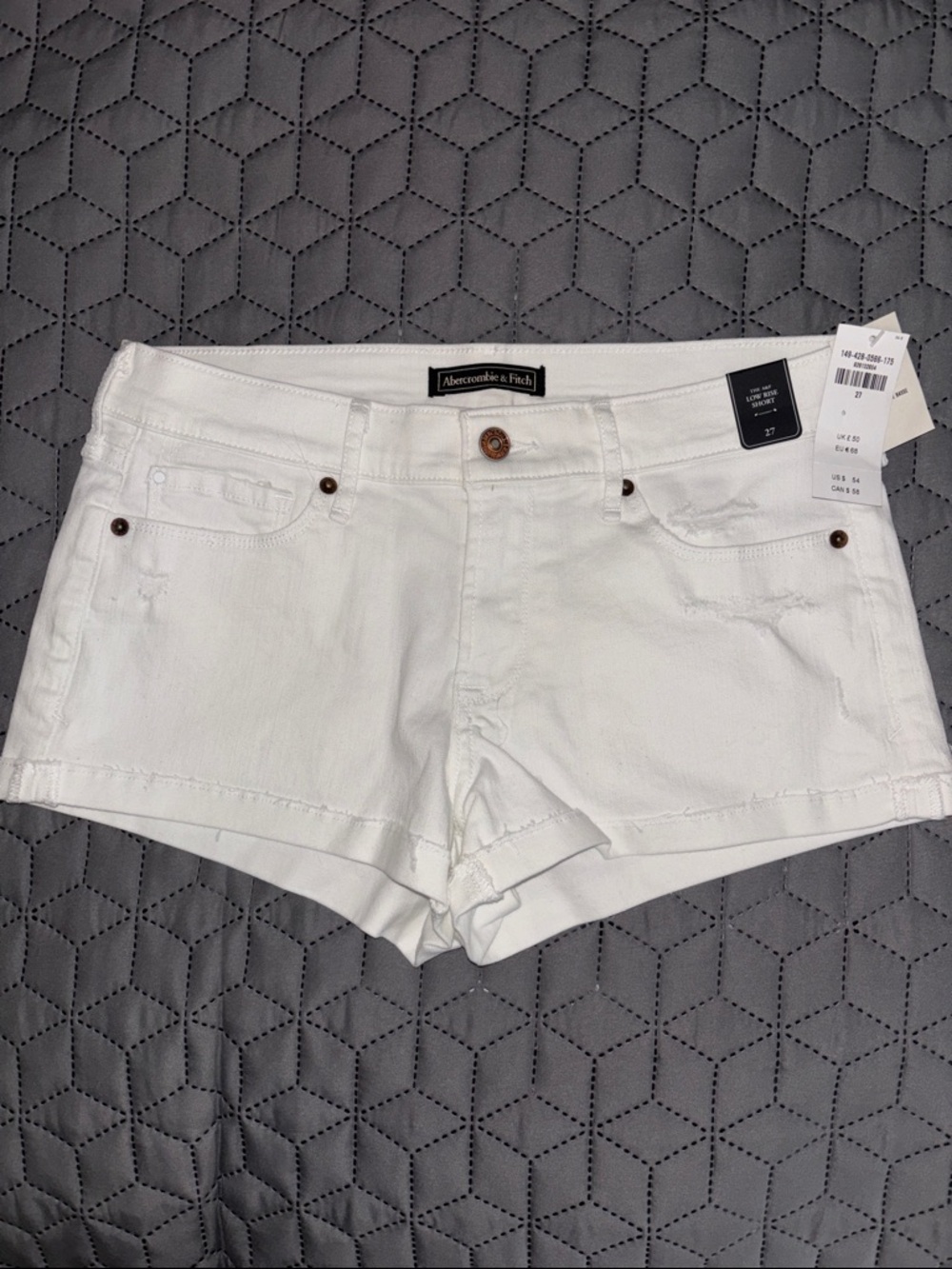 Abercrombie & Fitch White Low-Rise Denim Shorts